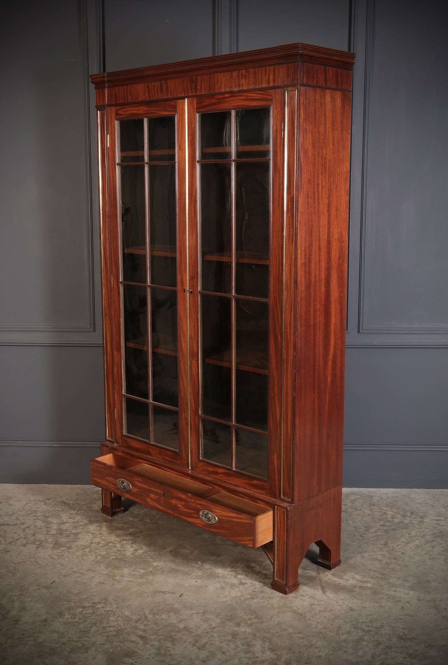 Regency Mahogany Glazed Cabinet Bookcase