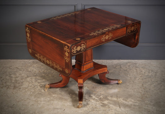 Regency Rosewood Brass Inlaid Sofa Table