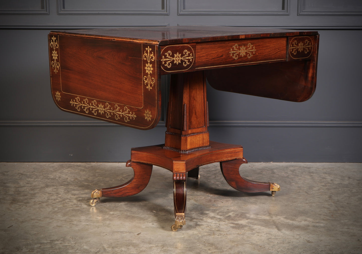 Regency Rosewood Brass Inlaid Sofa Table