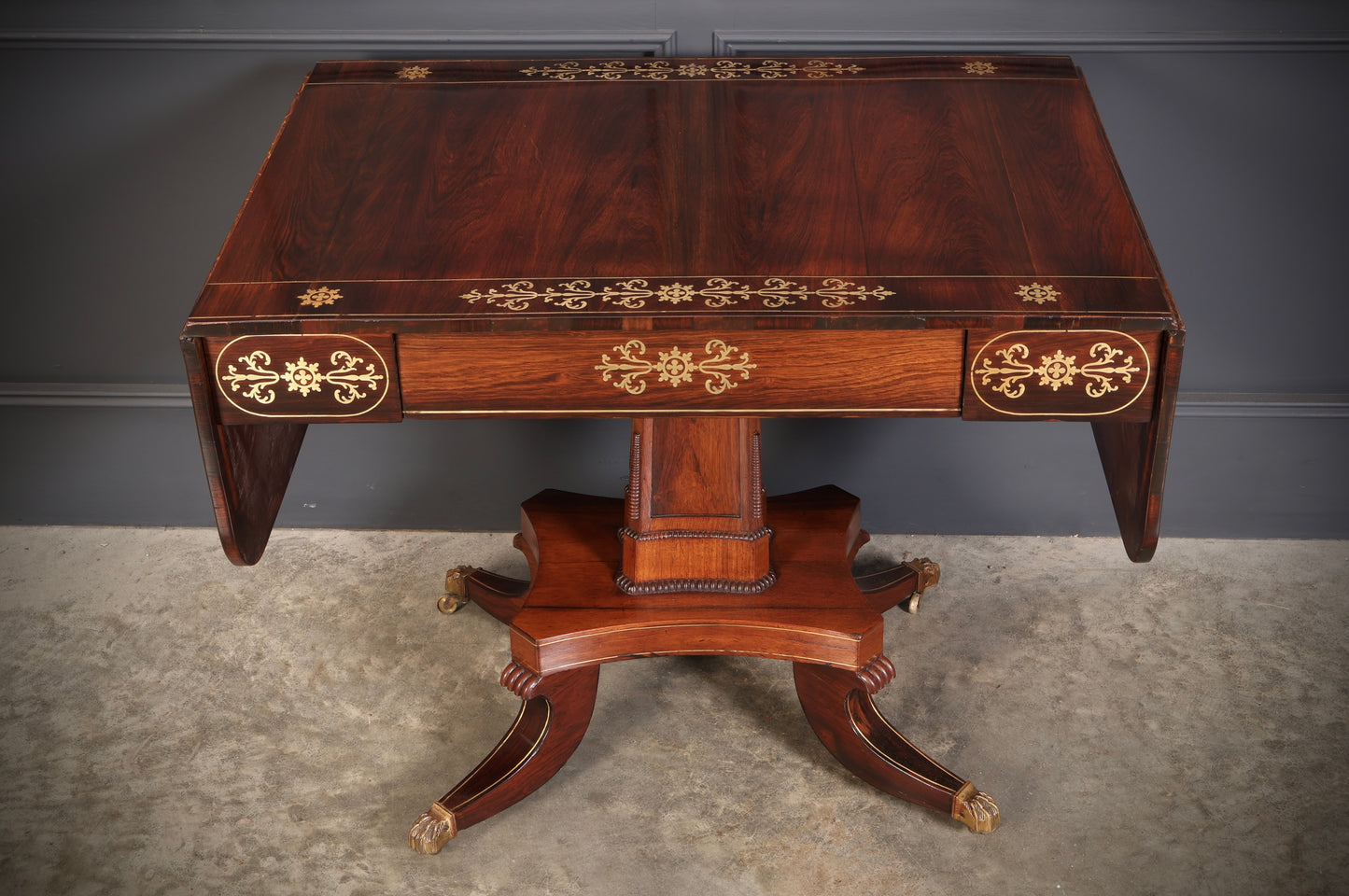 Regency Rosewood Brass Inlaid Sofa Table