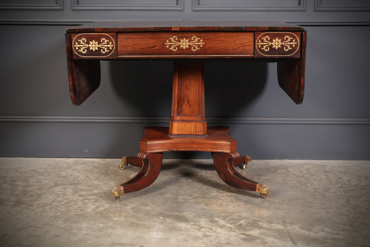 Regency Rosewood Brass Inlaid Sofa Table