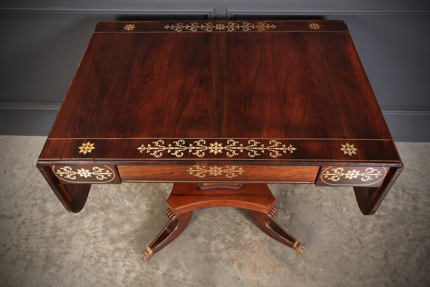 Regency Rosewood Brass Inlaid Sofa Table