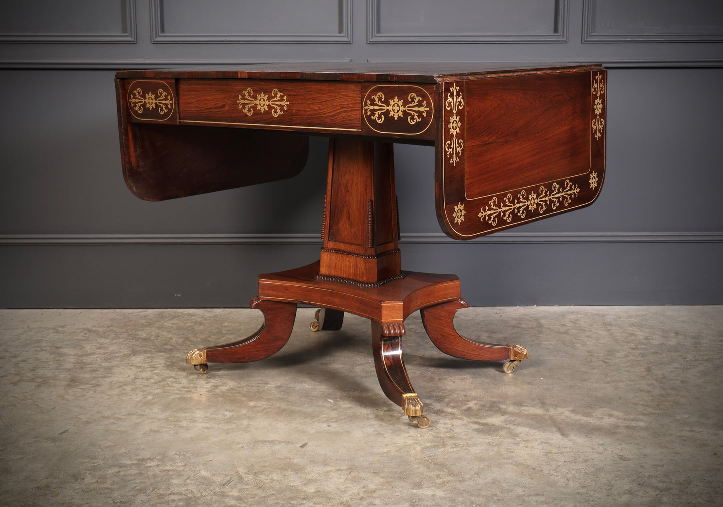 Regency Rosewood Brass Inlaid Sofa Table