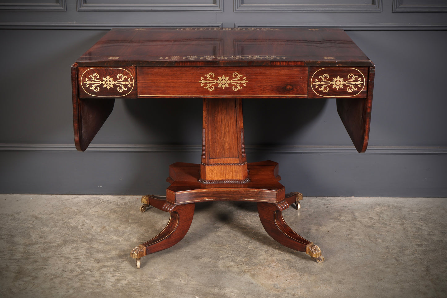 Regency Rosewood Brass Inlaid Sofa Table