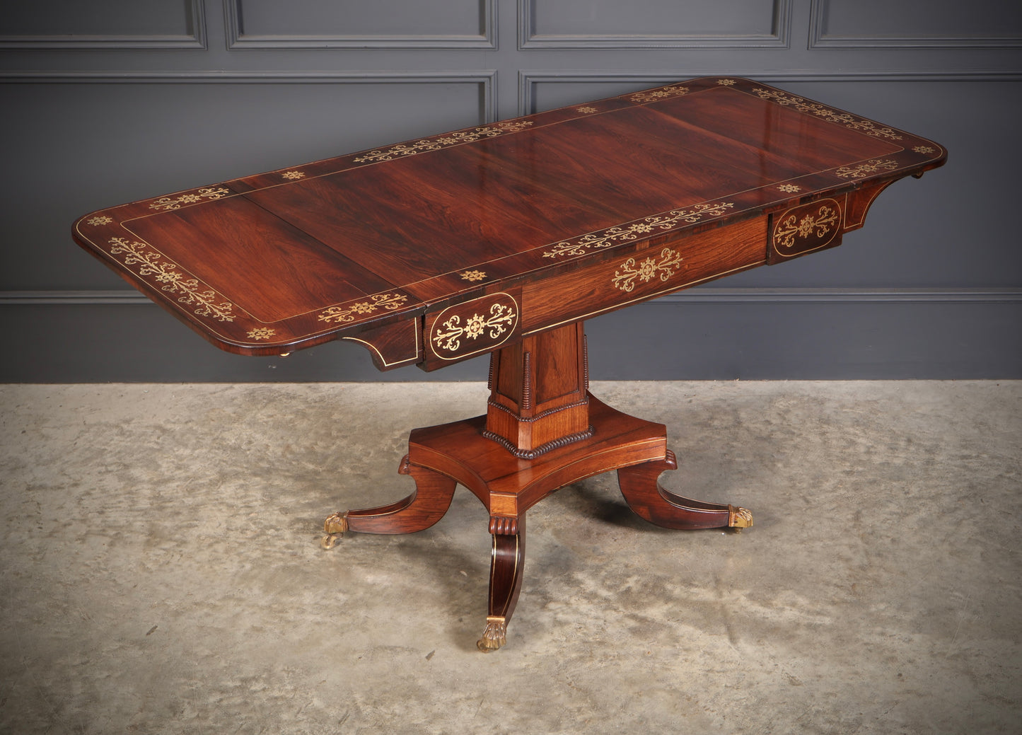 Regency Rosewood Brass Inlaid Sofa Table