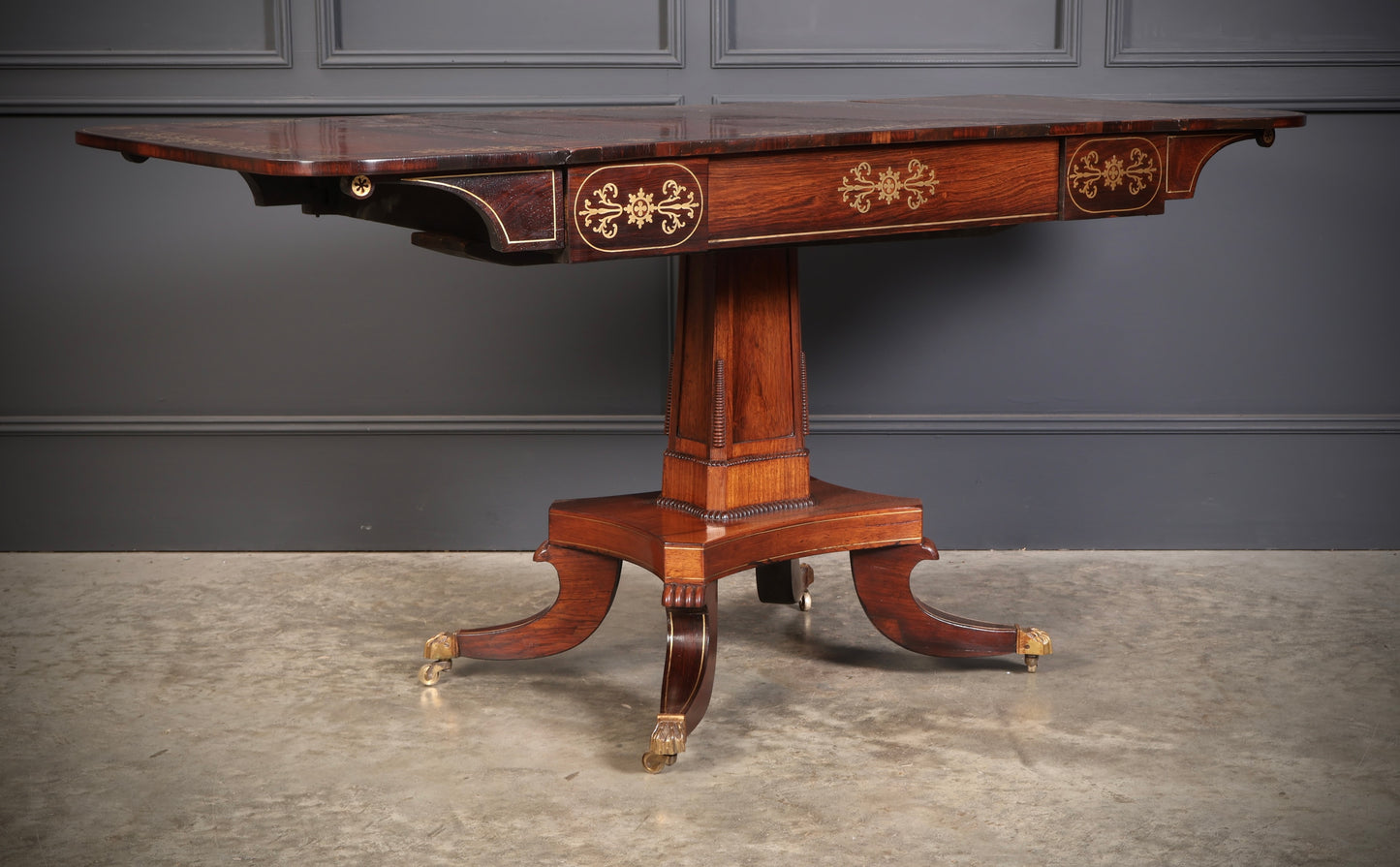 Regency Rosewood Brass Inlaid Sofa Table