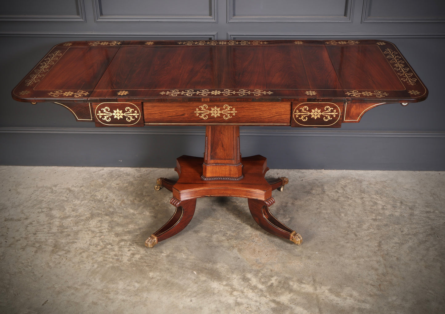 Regency Rosewood Brass Inlaid Sofa Table