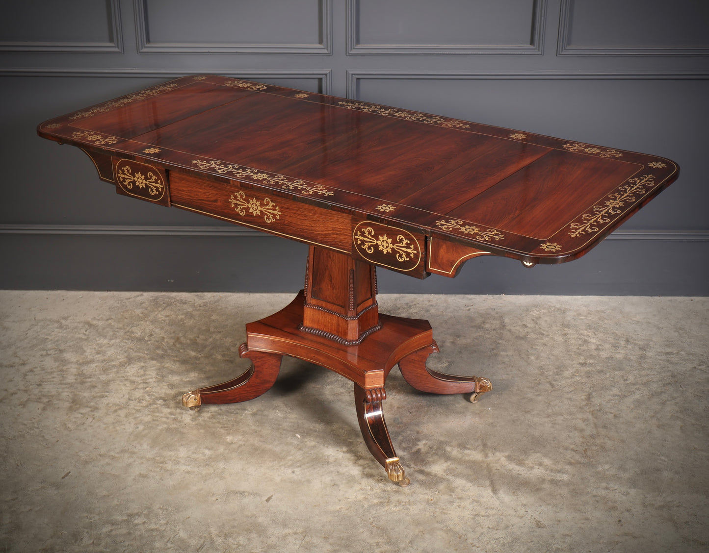 Regency Rosewood Brass Inlaid Sofa Table