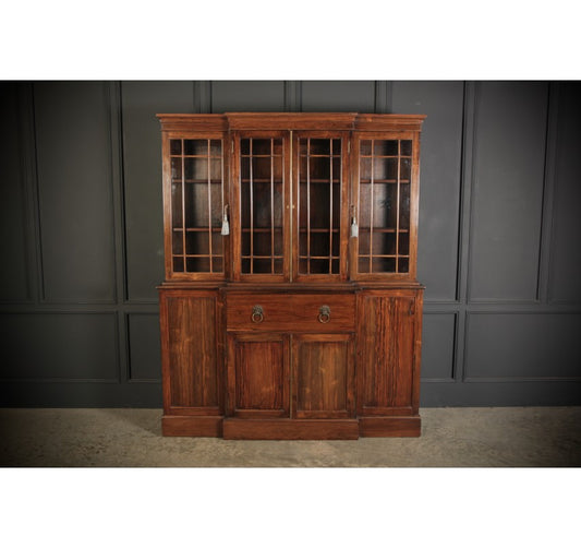 Regency Rosewood Breakfront Secretaire Bookcase