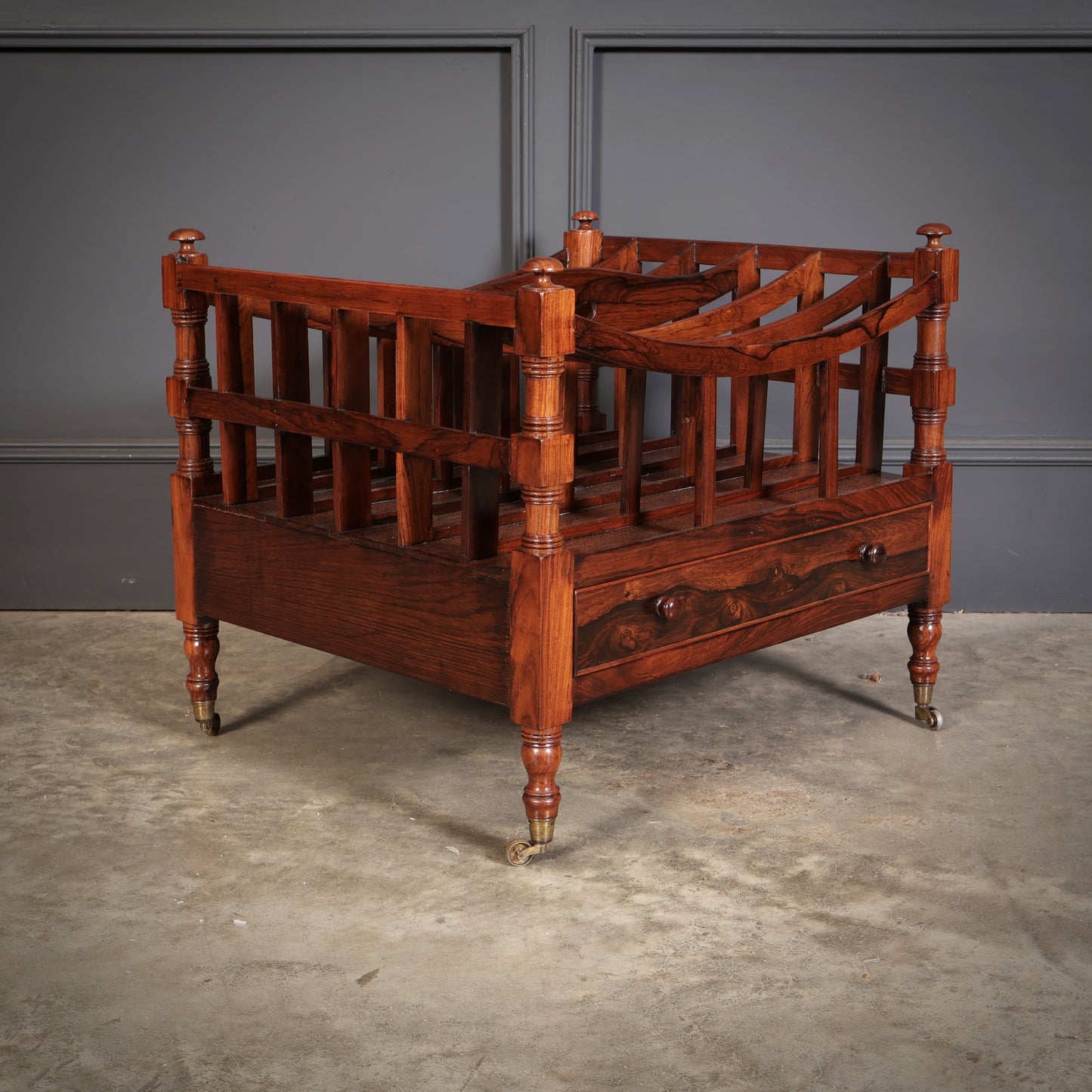 Large Regency Rosewood Canterbury Magazine Rack