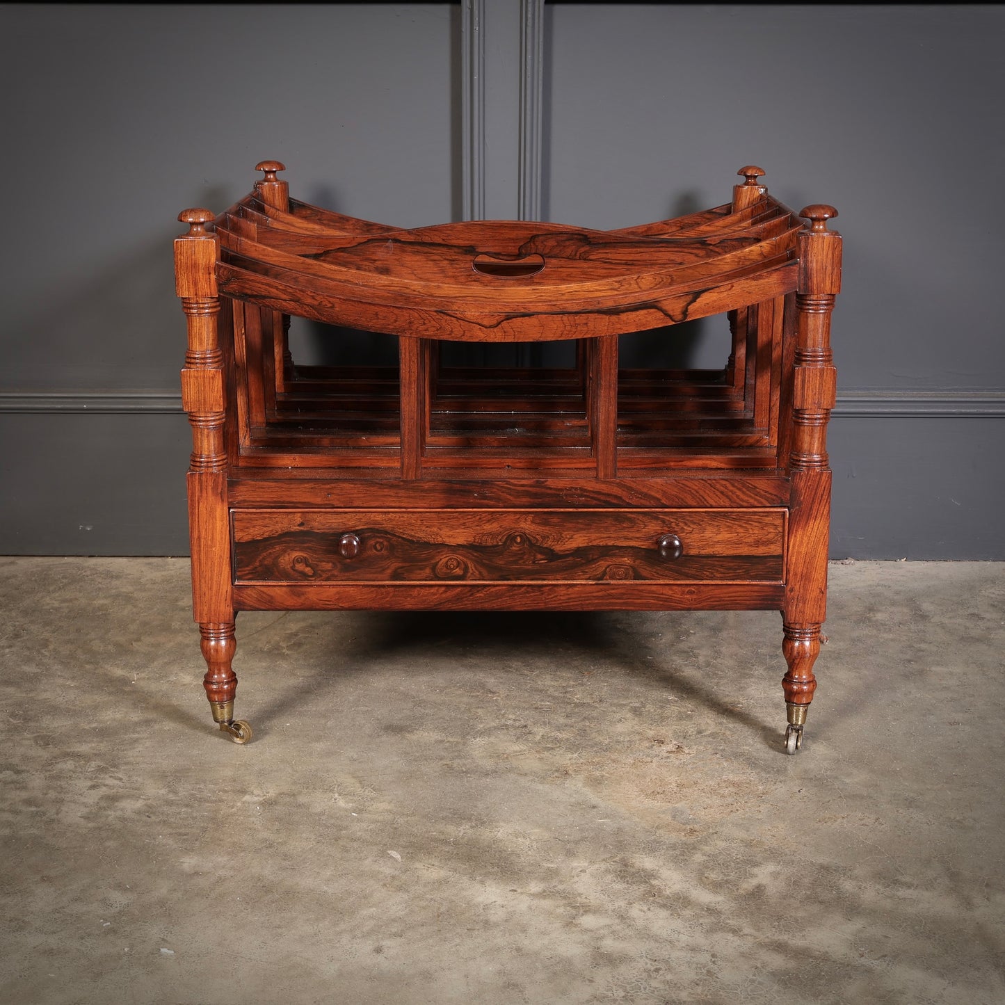 Large Regency Rosewood Canterbury Magazine Rack