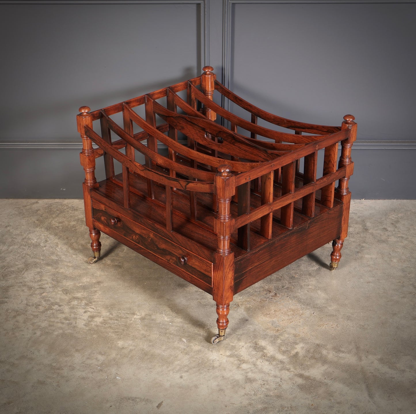 Large Regency Rosewood Canterbury Magazine Rack
