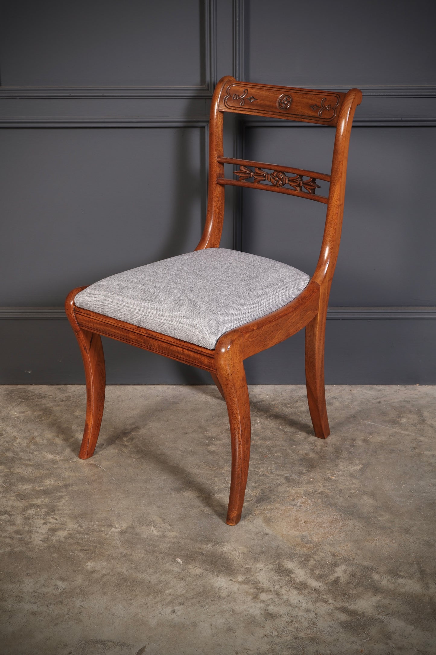 Set of 14 Regency Mahogany Bar Back Dining Chairs