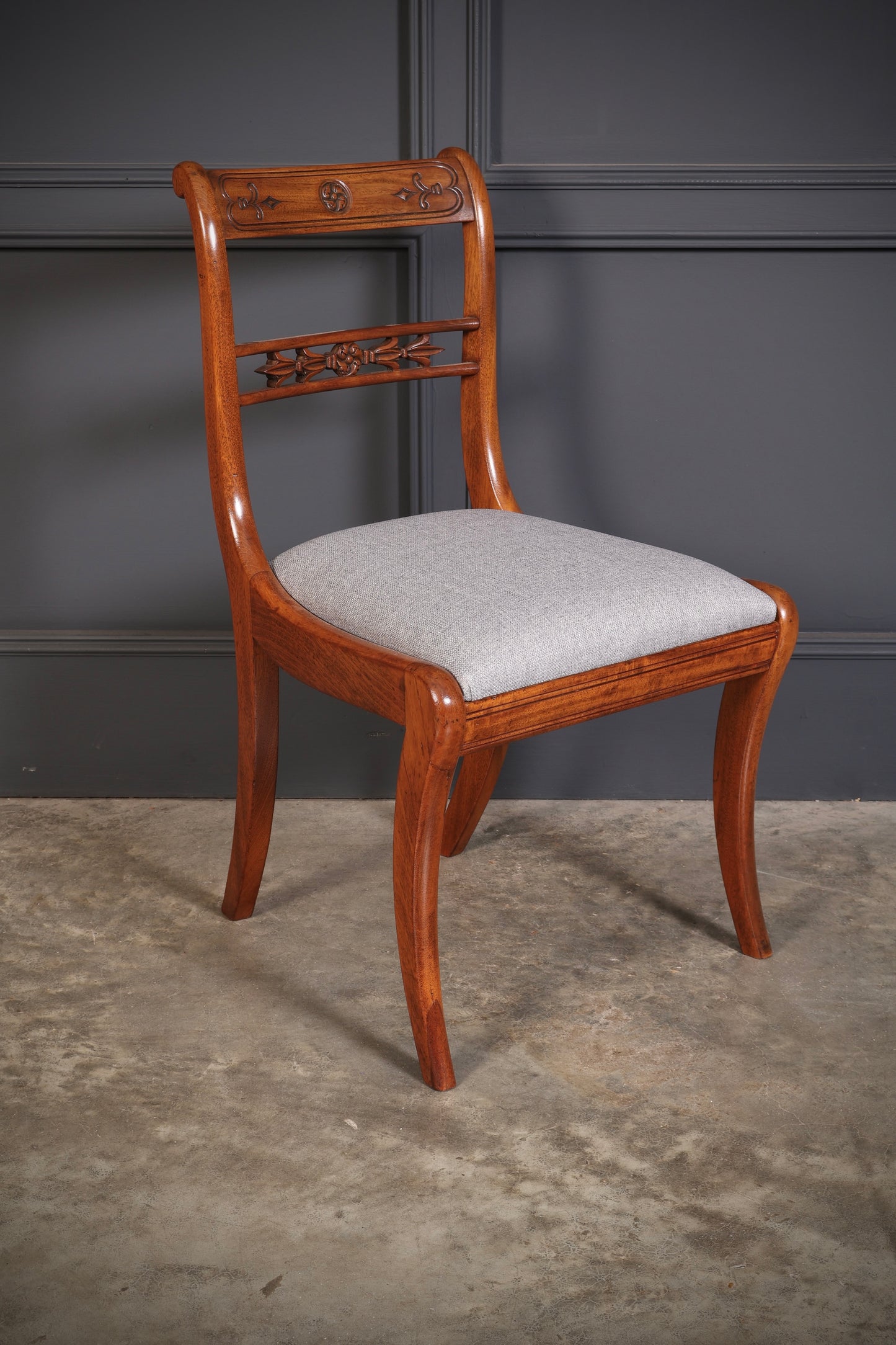 Set of 14 Regency Mahogany Bar Back Dining Chairs