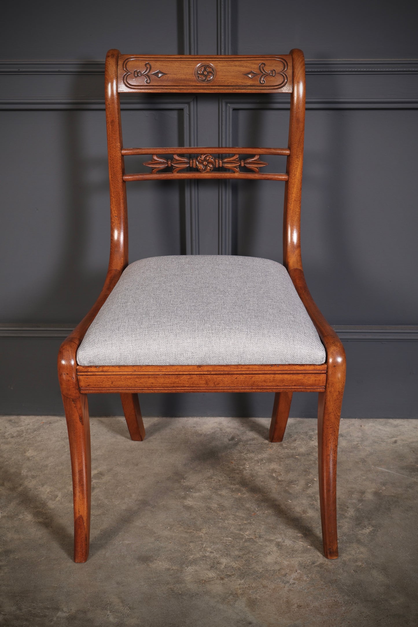 Set of 14 Regency Mahogany Bar Back Dining Chairs