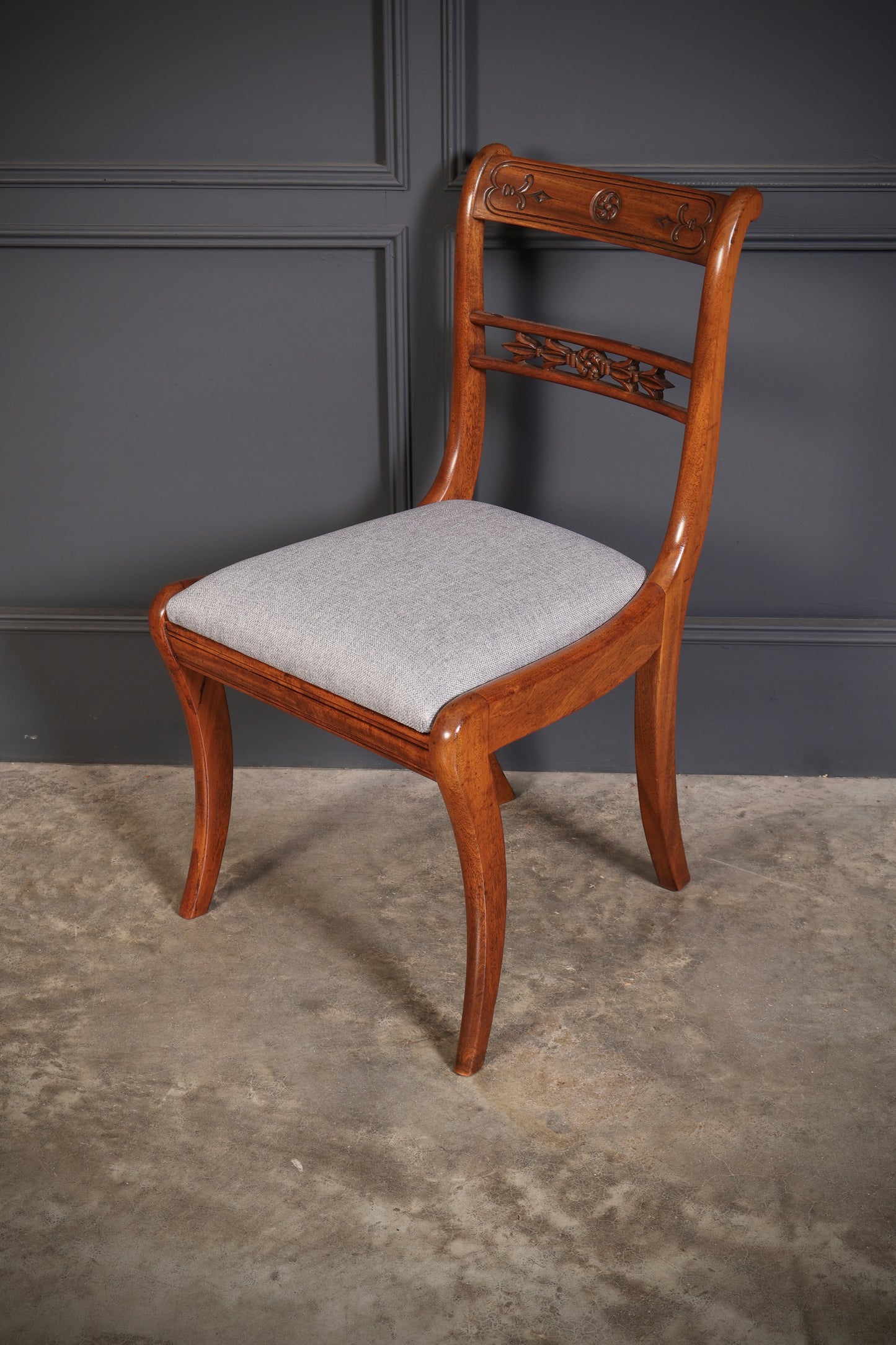 Set of 14 Regency Mahogany Bar Back Dining Chairs