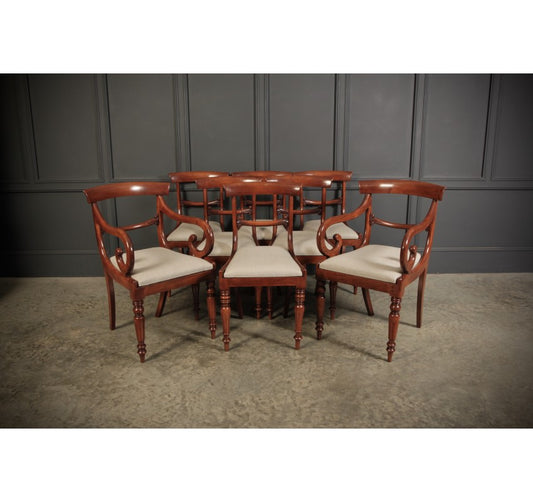 Set of 8 Regency Bar Back Dining Chairs