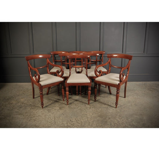 Set of Eight Regency Bar Back Dining Chairs