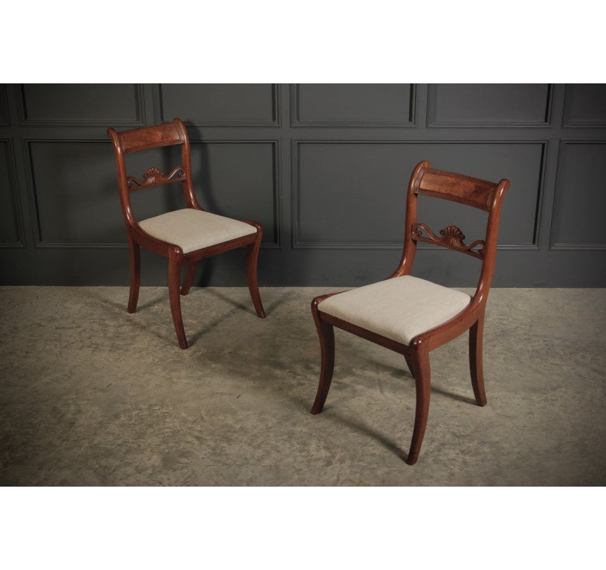 Set of 8 Regency Mahogany Bar Back Dining Chairs