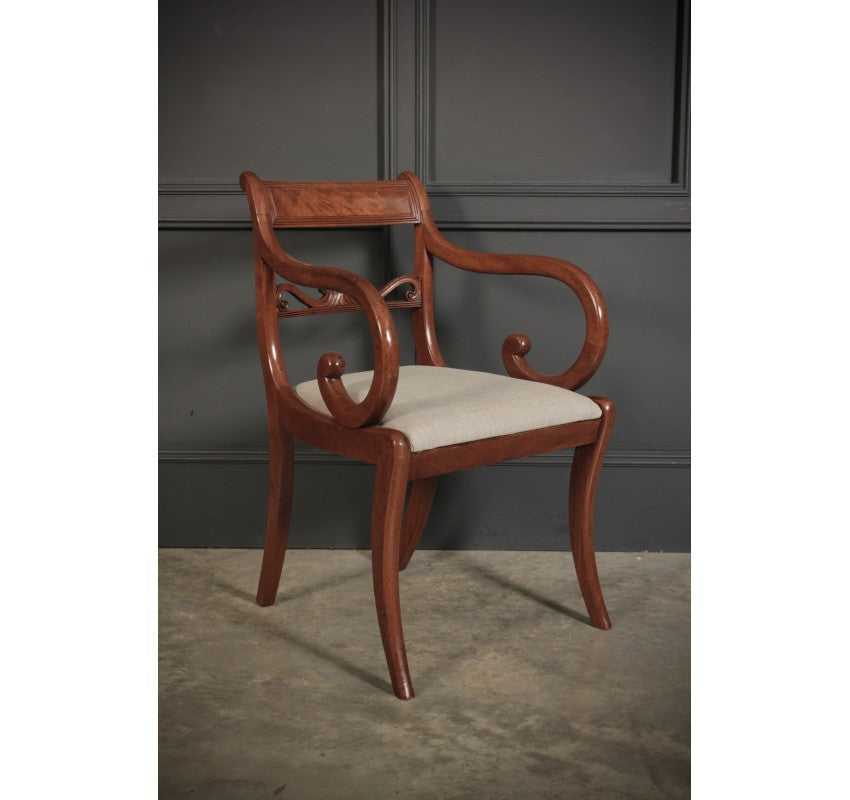 Set of 8 Regency Mahogany Bar Back Dining Chairs