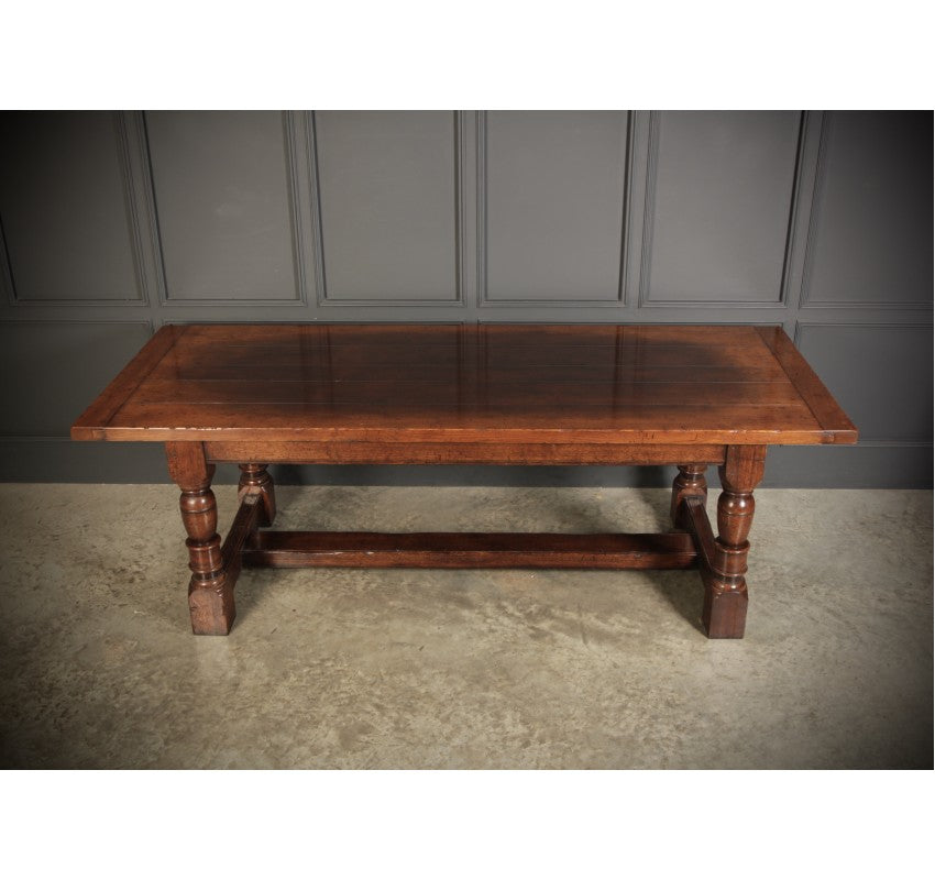 Solid Distressed Oak Refectory Dining Table