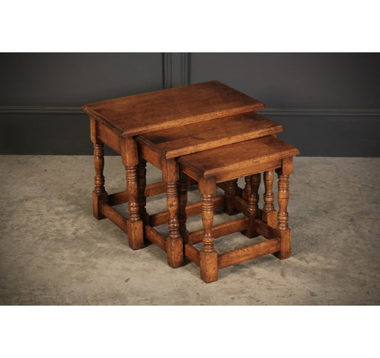 Solid Ipswich Oak Nest of 3 Tables