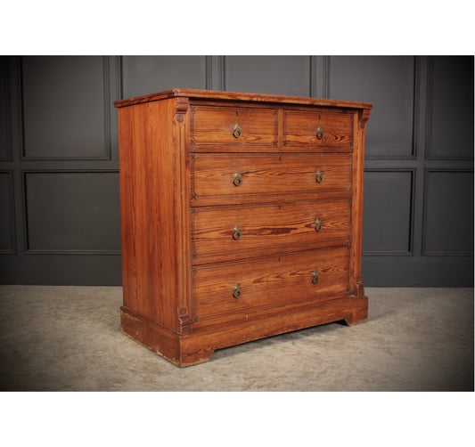 Stencilled Pitch Pine Chest of Drawers