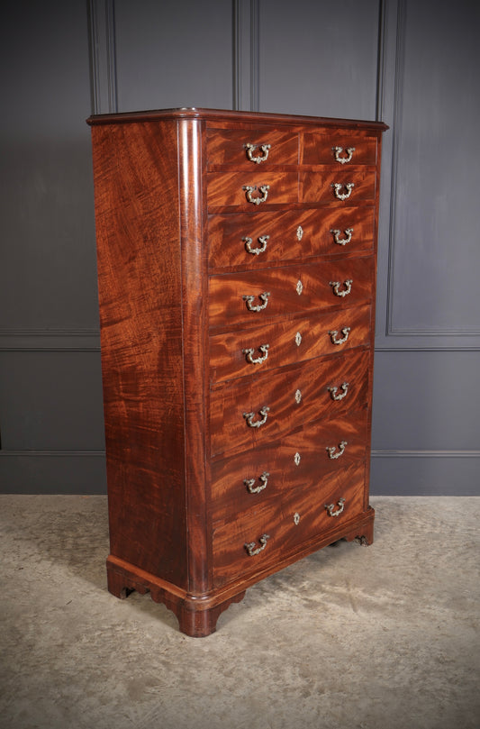 Tall Victorian Figured Mahogany Chest of Drawers