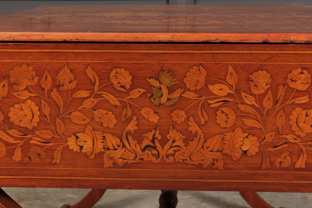 Dutch Marquetry Inlaid Walnut Sofa Table