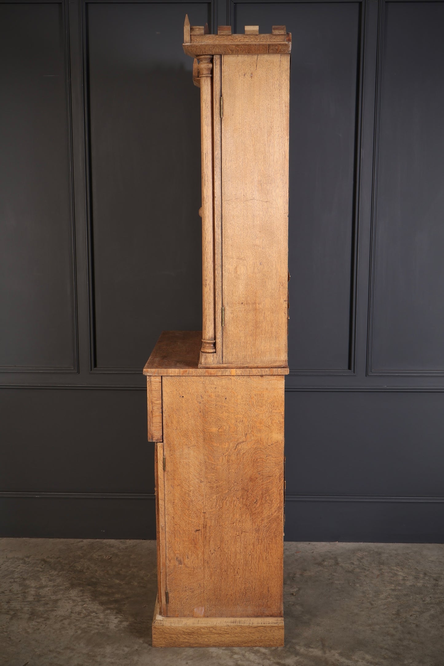 Victorian Bleached Oak Secretaire Bookcase