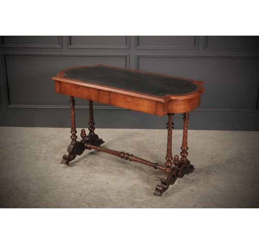 Victorian Burr Walnut Library Writing Table