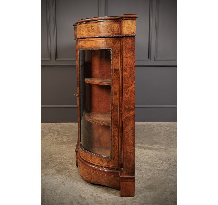 Victorian Burr Walnut Marquetry Inlaid Credenza