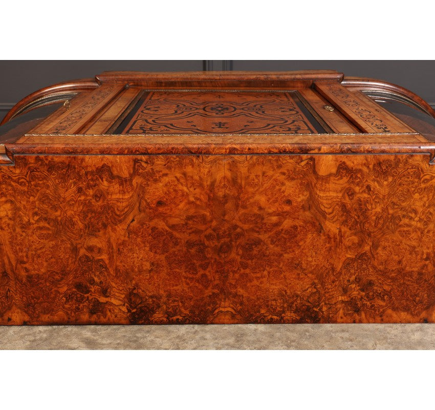 Victorian Burr Walnut Marquetry Inlaid Credenza