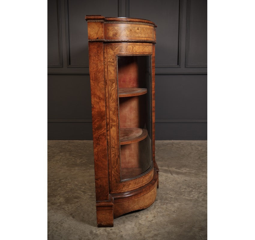 Victorian Burr Walnut Marquetry Inlaid Credenza