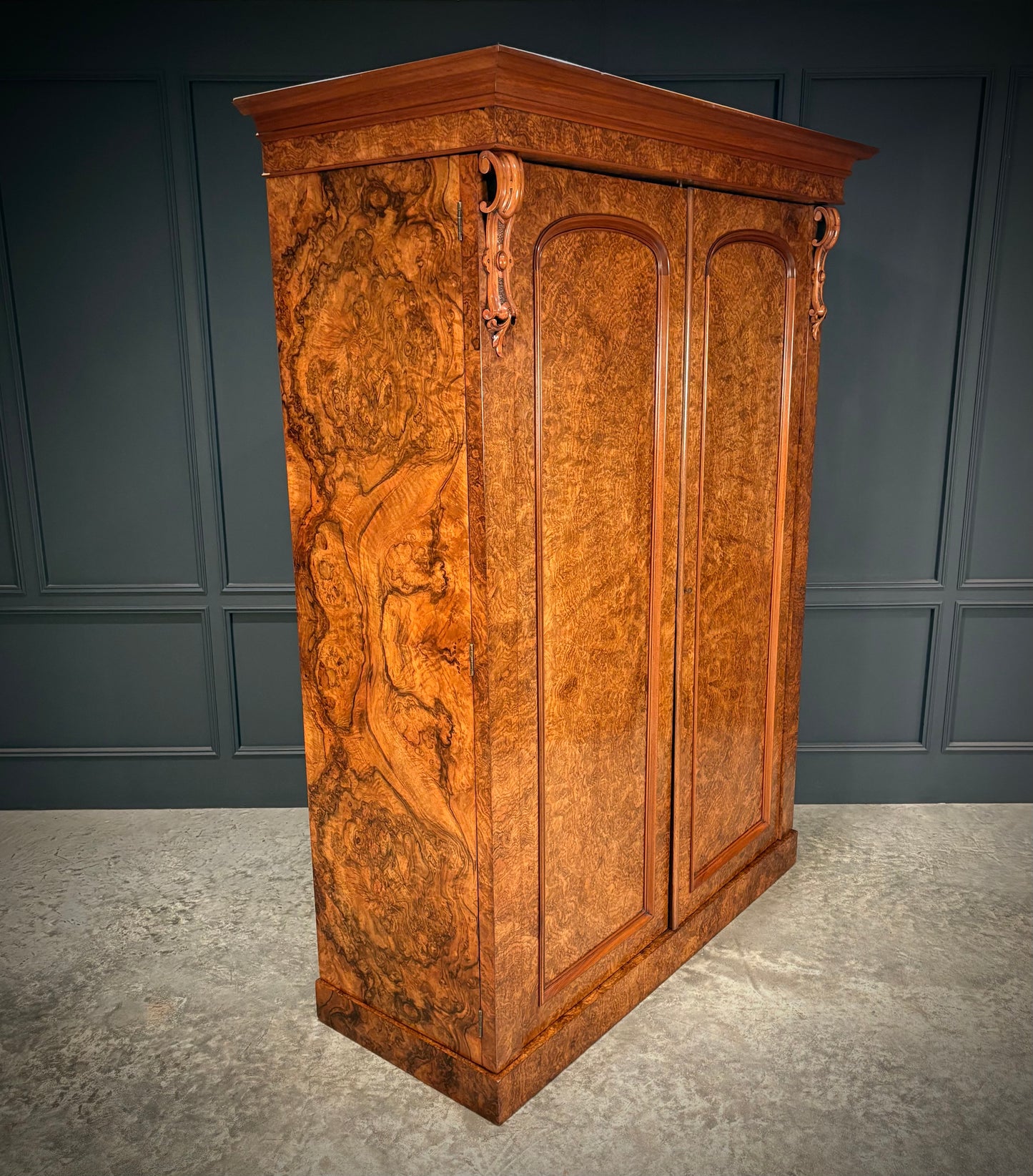 Fine Victorian Burr Walnut Wardrobe