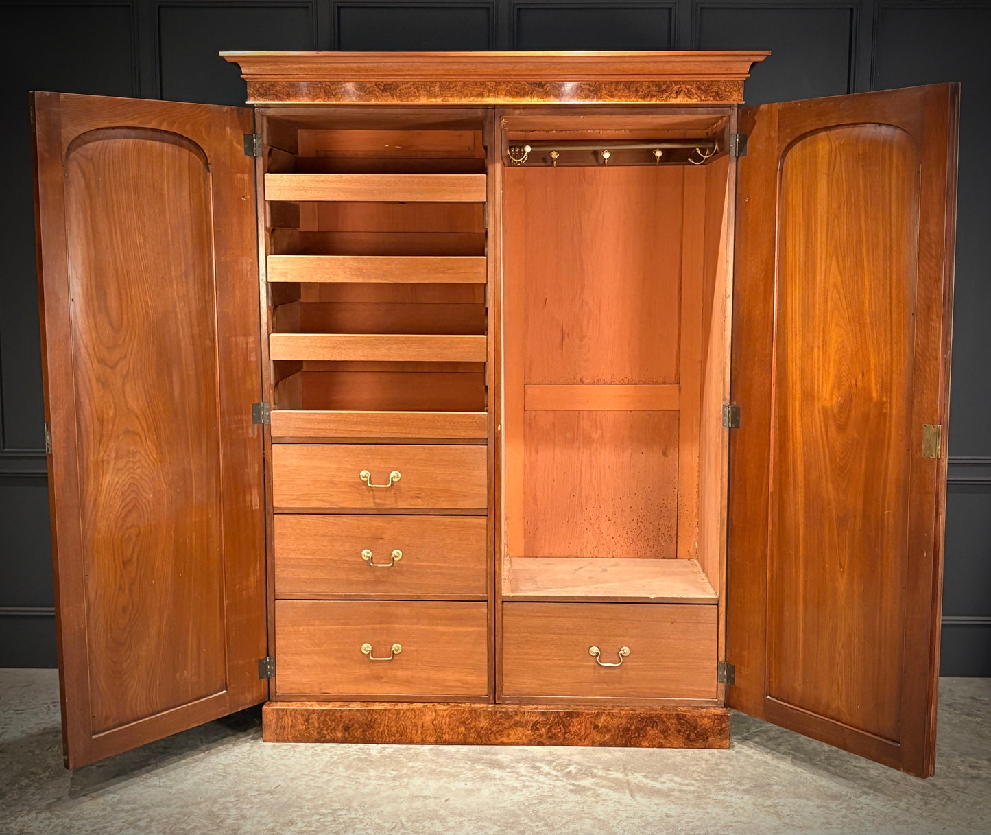 Fine Victorian Burr Walnut Wardrobe