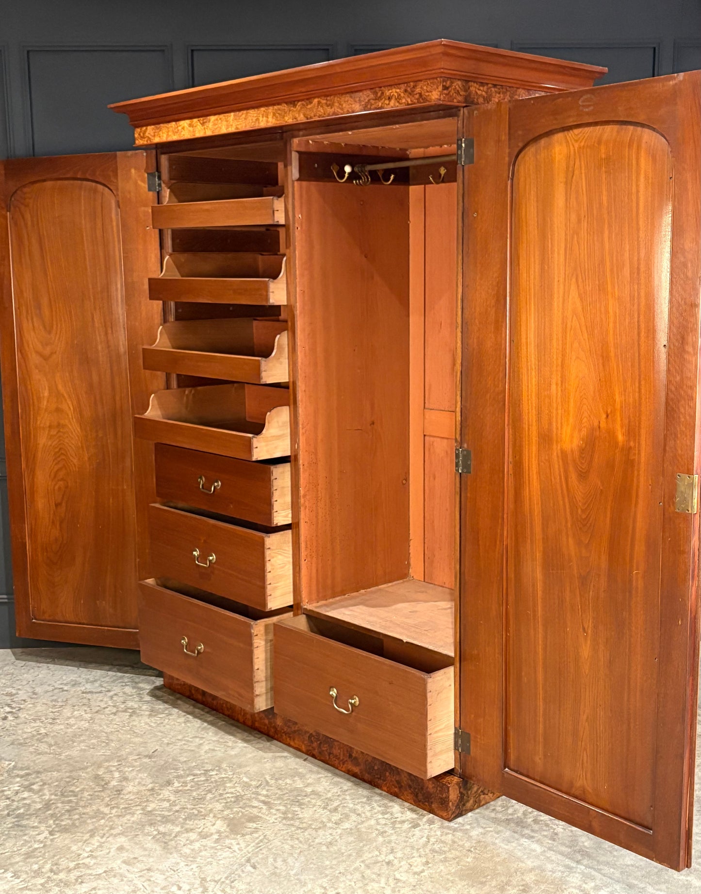 Fine Victorian Burr Walnut Wardrobe