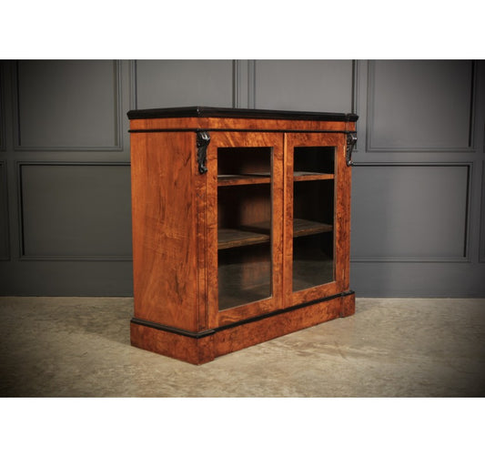 Victorian Glazed Figured Walnut Bookcase
