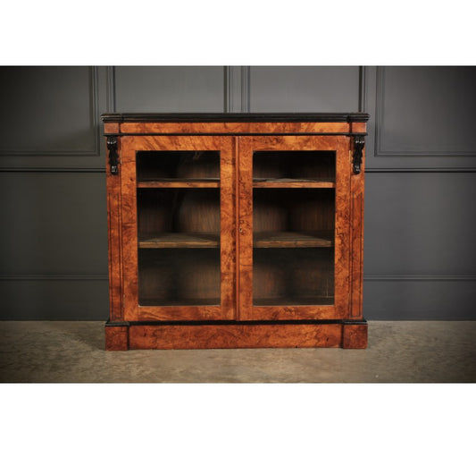 Victorian Glazed Figured Walnut Bookcase