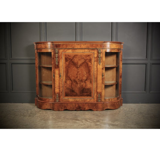Victorian Inlaid Walnut Credenza Side Cabinet