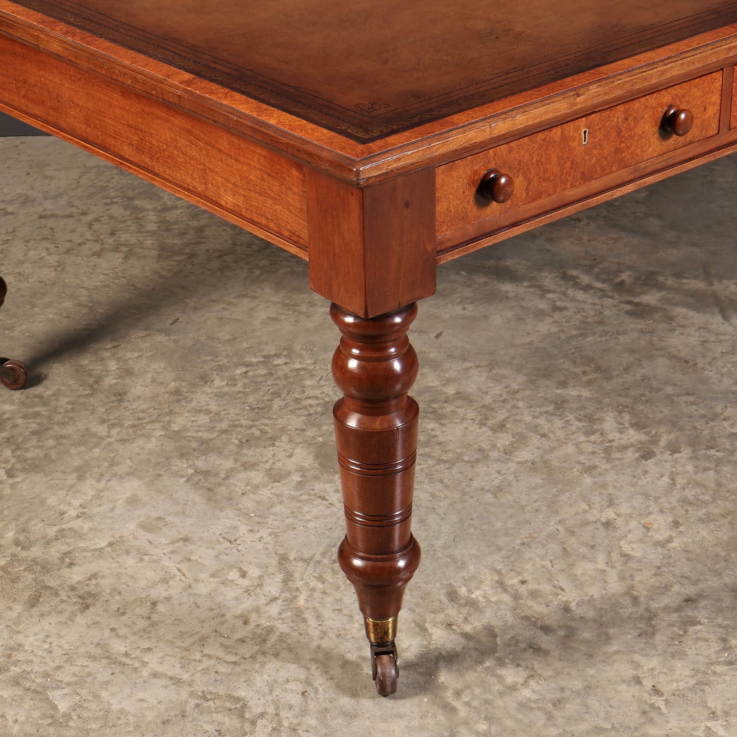Victorian Mahogany & Amboyna Writing Table by Bulstrode Cambridge