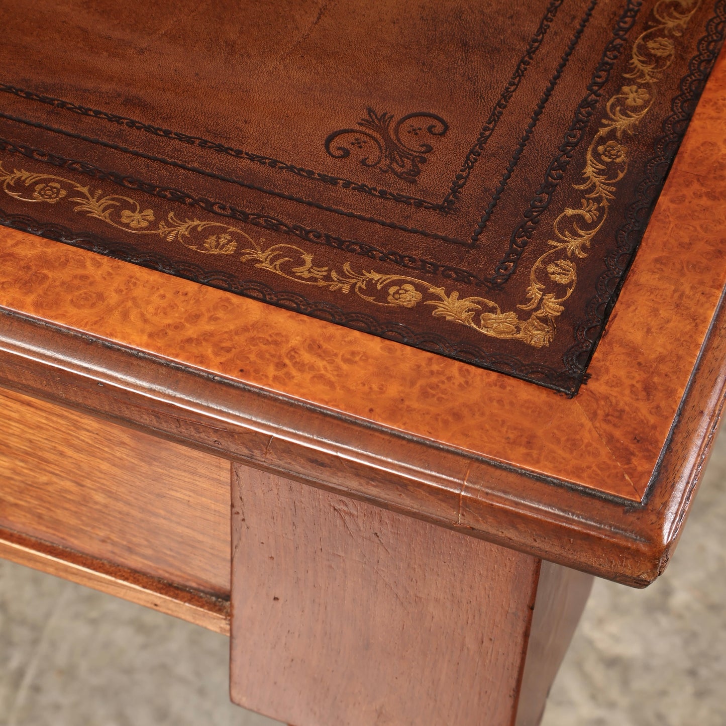Victorian Mahogany & Amboyna Writing Table by Bulstrode Cambridge