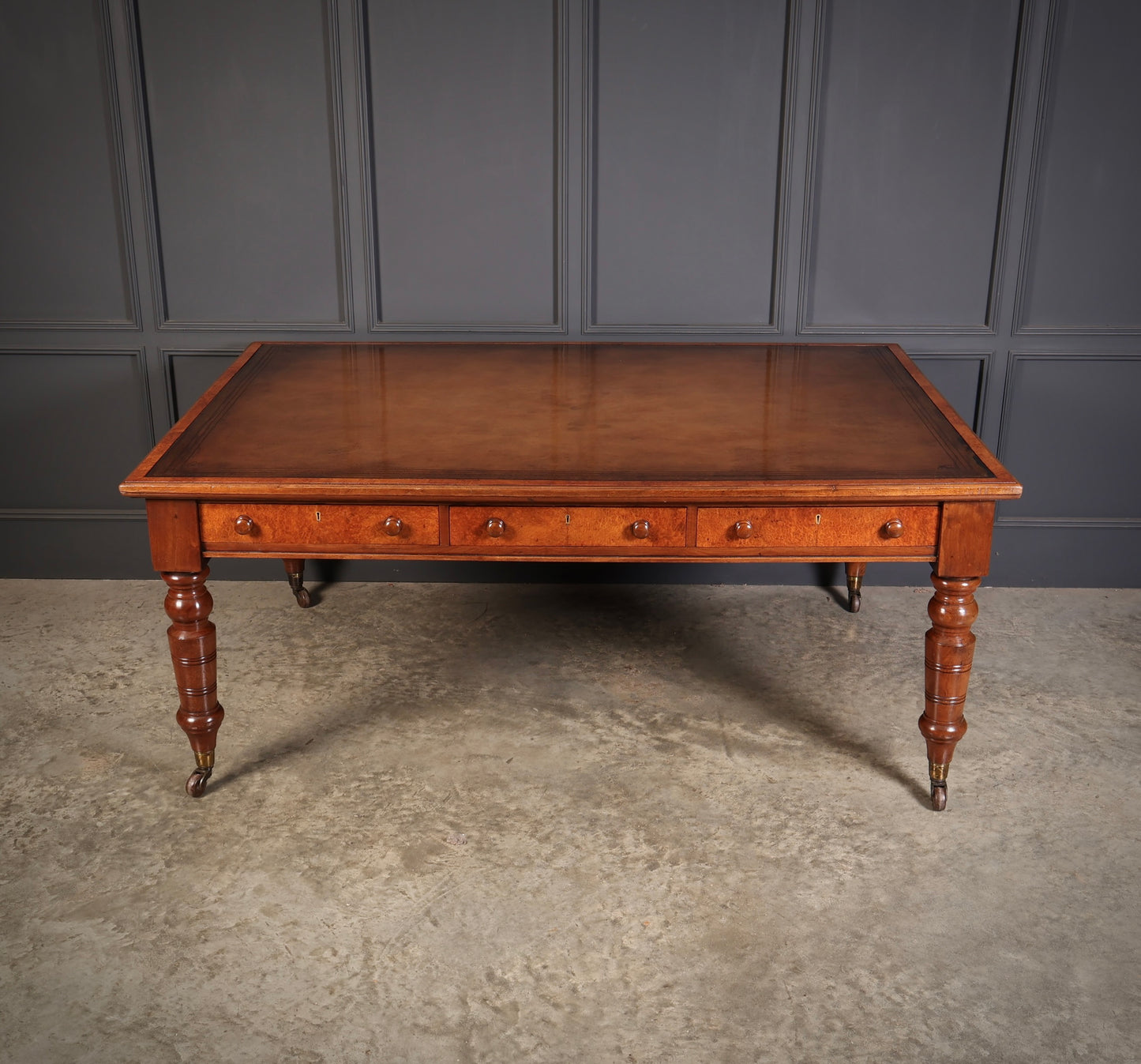 Victorian Mahogany & Amboyna Writing Table by Bulstrode Cambridge