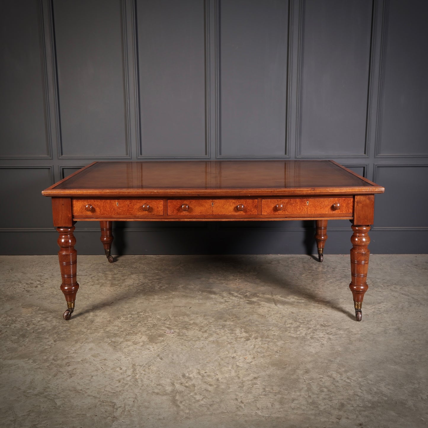 Victorian Mahogany & Amboyna Writing Table by Bulstrode Cambridge