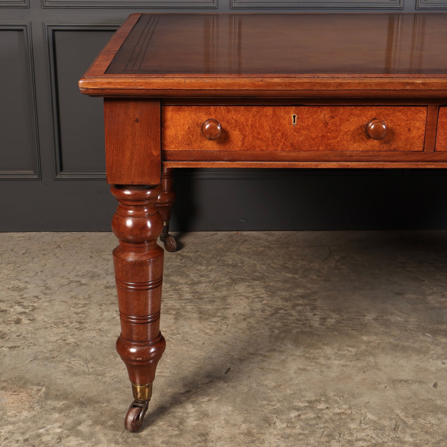 Victorian Mahogany & Amboyna Writing Table by Bulstrode Cambridge