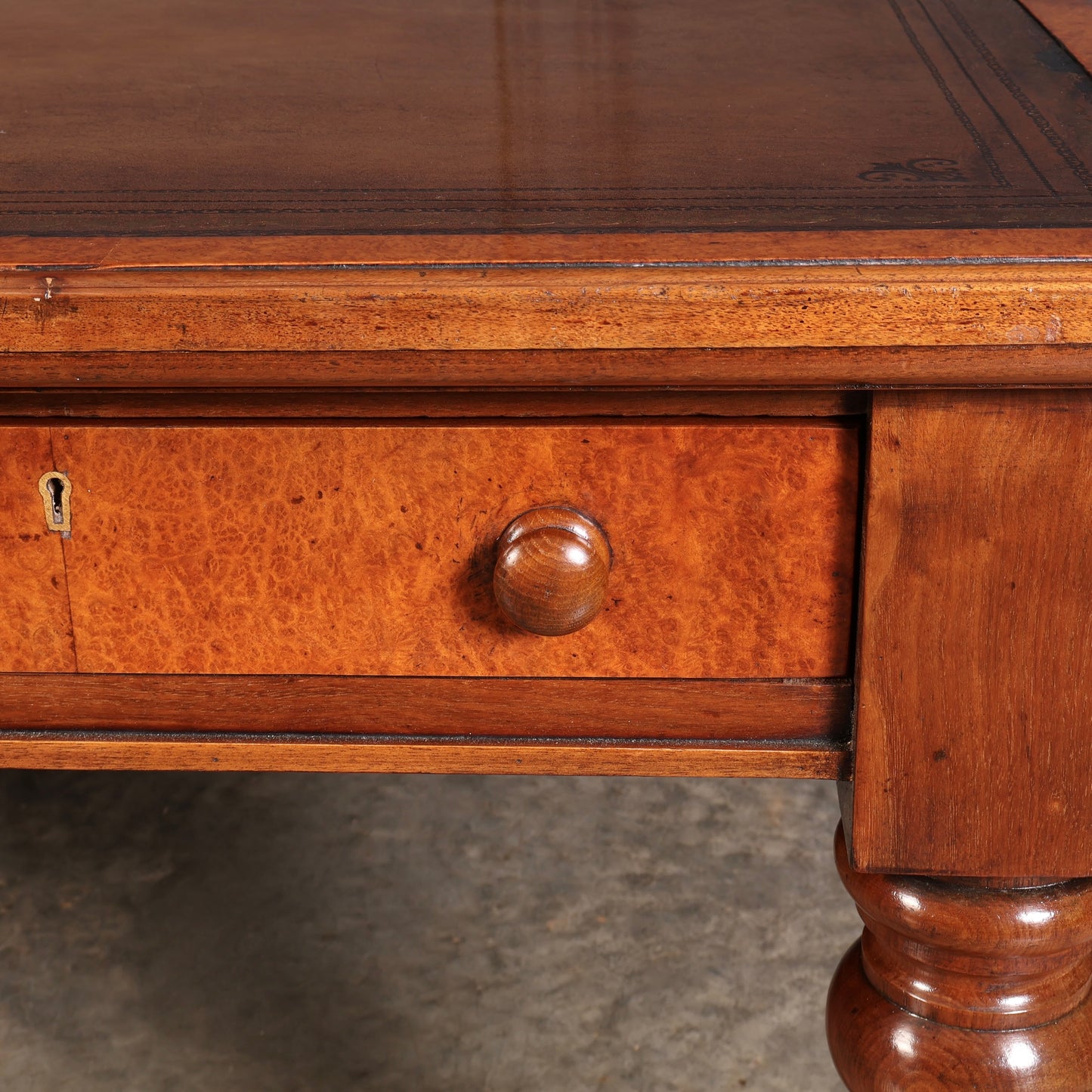 Victorian Mahogany & Amboyna Writing Table by Bulstrode Cambridge