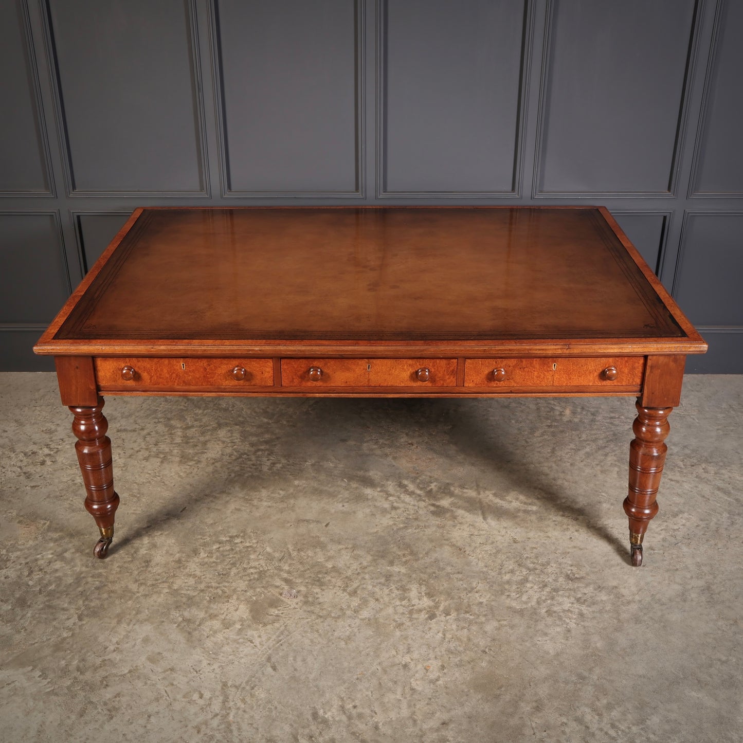 Victorian Mahogany & Amboyna Writing Table by Bulstrode Cambridge