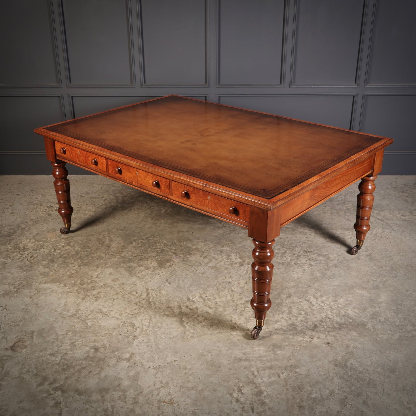 Victorian Mahogany & Amboyna Writing Table by Bulstrode Cambridge