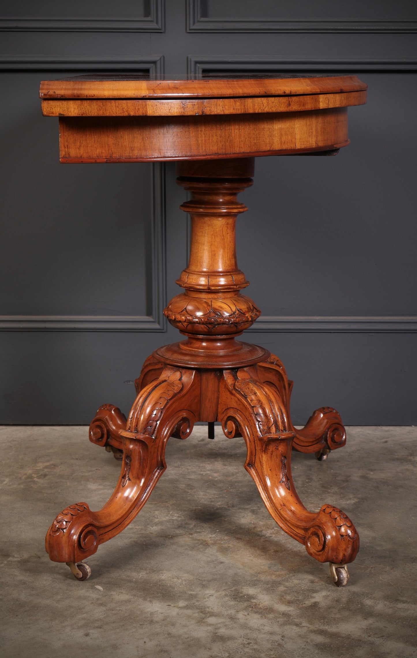 Victorian Marquetry Inlaid Burr Walnut Card Table