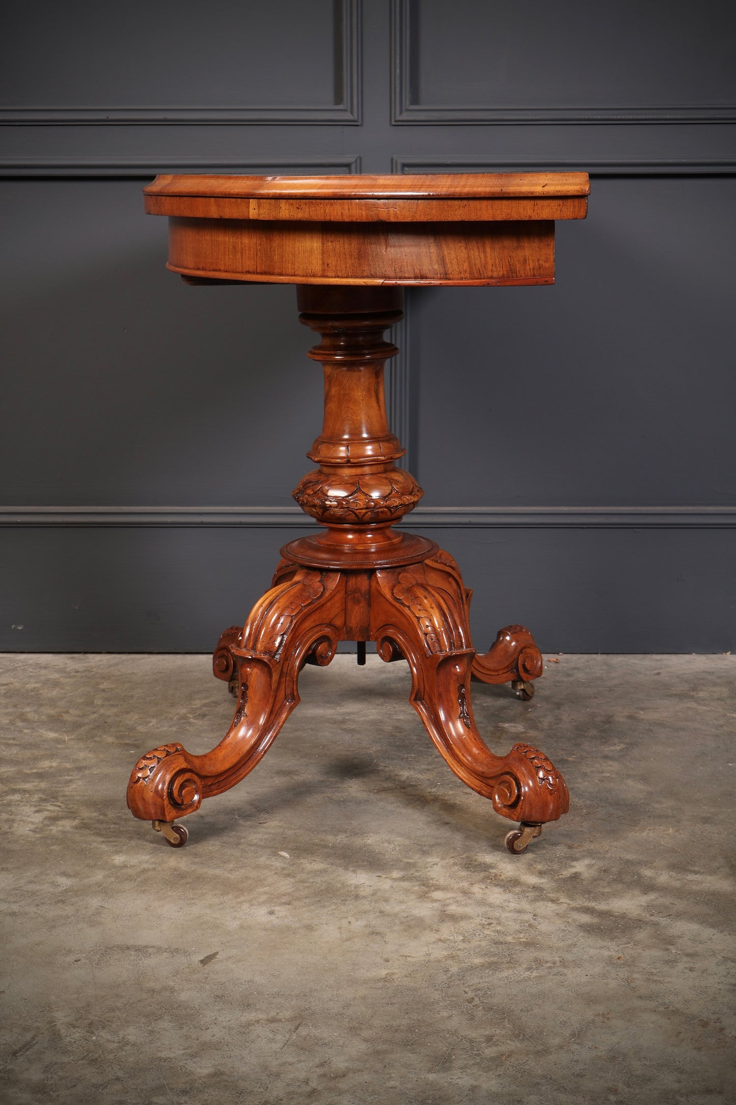 Victorian Marquetry Inlaid Burr Walnut Card Table